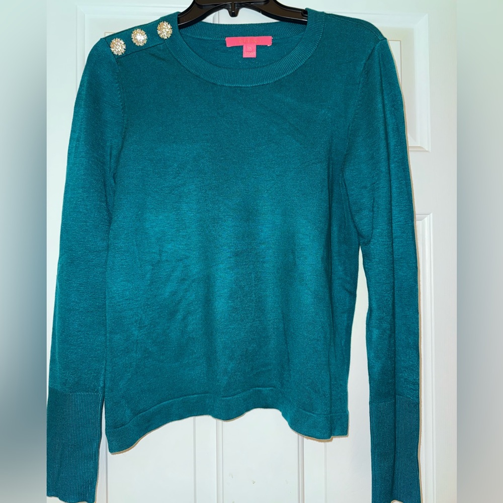 Lilly PulitzerTeal Sweater with Button Accents